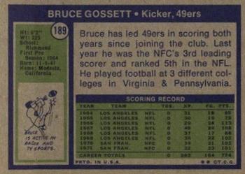 1972 Topps #189 Bruce Gossett Back