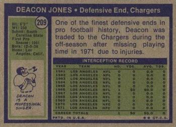 1972 Topps #209 Deacon Jones Back
