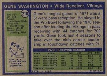 1972 Topps #218 Gene Washington Back