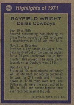 1972 Topps #266 Rayfield Wright Back