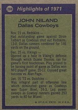 1972 Topps #268 John Niland Back