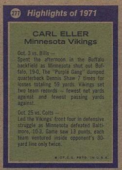 1972 Topps #277 Carl Eller Back