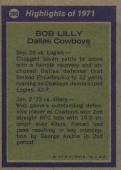 1972 Topps #280 Bob Lilly Back