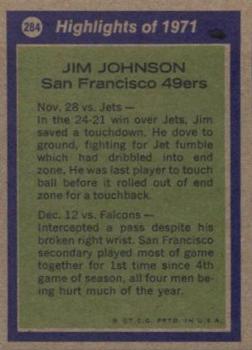 1972 Topps #284 Jim Johnson Back