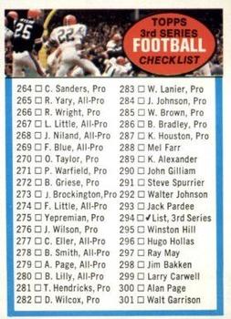 1972 Topps #294 3rd Series Checklist: 264-351 Front