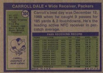 1972 Topps #304 Carroll Dale Back