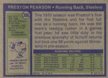 1972 Topps #306 Preston Pearson Back