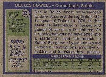 1972 Topps #321 Delles Howell Back