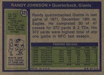 1972 Topps #325 Randy Johnson Back
