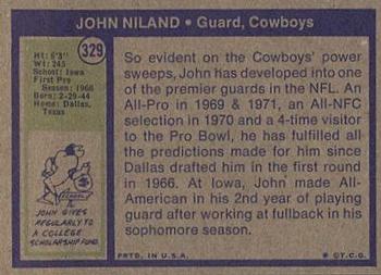 1972 Topps #329 John Niland Back