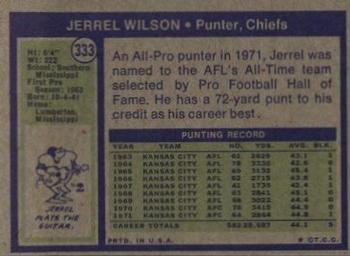 1972 Topps #333 Jerrel Wilson Back