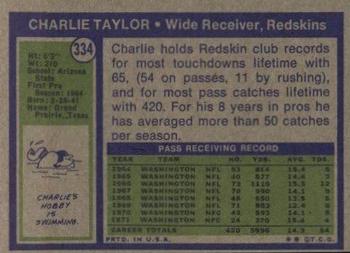 1972 Topps #334 Charley Taylor Back