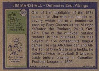 1972 Topps #336 Jim Marshall Back