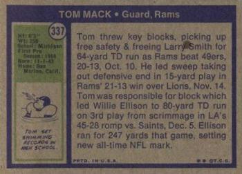 1972 Topps #337 Tom Mack Back