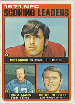 1972 Topps #8 1971 NFC Scoring Leaders (Curt Knight / Errol Mann / Bruce Gossett) Front