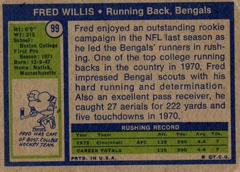 1972 Topps #99 Fred Willis Back