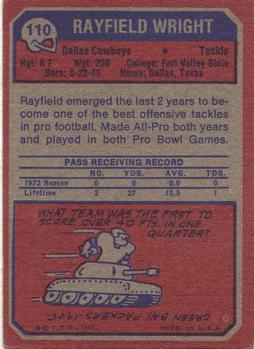1973 Topps #110 Rayfield Wright Back