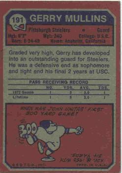 1973 Topps #191 Gerry Mullins Back