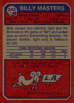 1973 Topps #242 Billy Masters Back