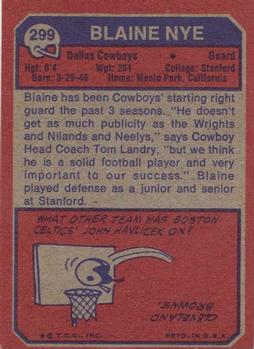 1973 Topps #299 Blaine Nye Back