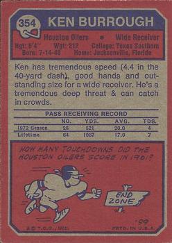 1973 Topps #354 Ken Burrough Back