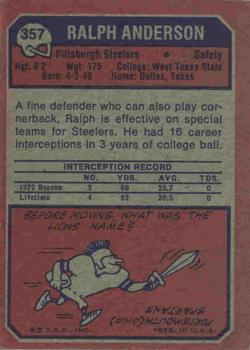 1973 Topps #357 Ralph Anderson Back