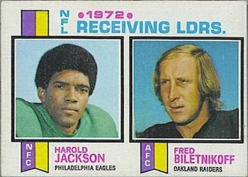 1973 Topps #3 1972 NFL Receiving Leaders (Harold Jackson / Fred Biletnikoff) Front