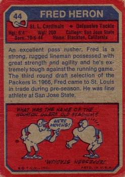 1973 Topps #44 Fred Heron Back