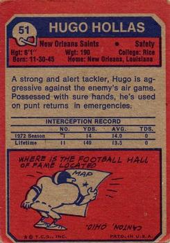 1973 Topps #51 Hugo Hollas Back