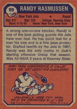 1973 Topps #99 Randy Rasmussen Back