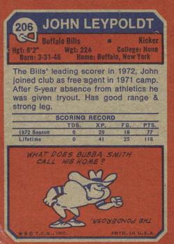 1973 Topps #206 John Leypoldt Back