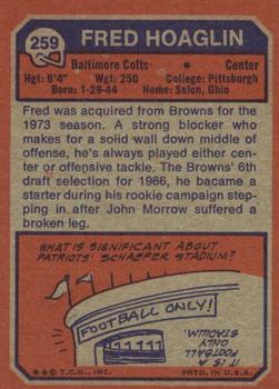 1973 Topps #259 Fred Hoaglin Back