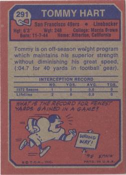 1973 Topps #291 Tommy Hart Back