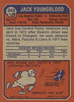 1973 Topps #343 Jack Youngblood Back