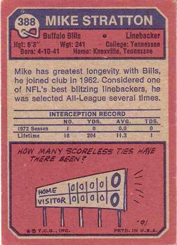 1973 Topps #388 Mike Stratton Back