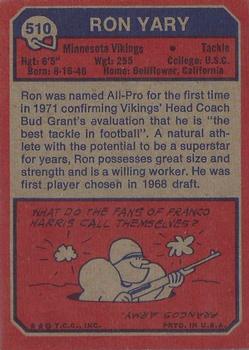 1973 Topps #510 Ron Yary Back