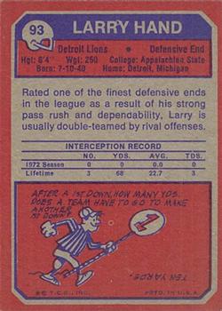 1973 Topps #93 Larry Hand Back