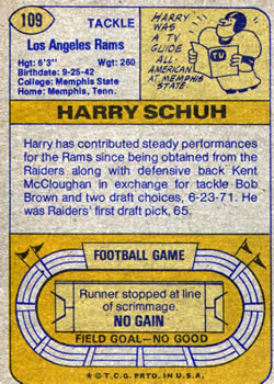 1974 Topps #109 Harry Schuh Back
