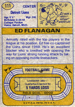 1974 Topps #111 Ed Flanagan Back