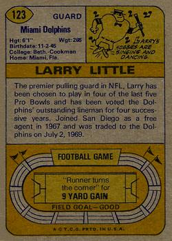 1974 Topps #123 Larry Little Back