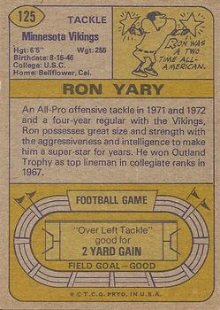 1974 Topps #125 Ron Yary Back
