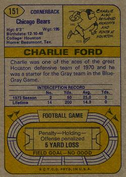 1974 Topps #151 Charlie Ford Back