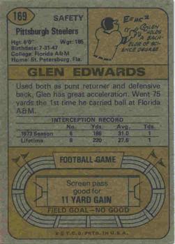 1974 Topps #169 Glen Edwards Back