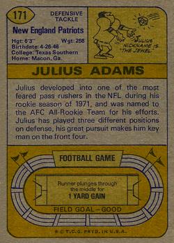 1974 Topps #171 Julius Adams Back