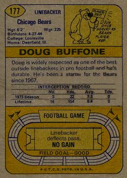 1974 Topps #177 Doug Buffone Back