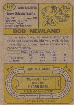 1974 Topps #179 Bob Newland Back