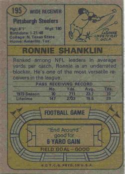 1974 Topps #195 Ronnie Shanklin Back