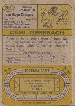 1974 Topps #202 Carl Gersbach Back