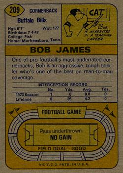 1974 Topps #209 Bob James Back