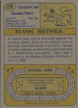 1974 Topps #226 Elvin Bethea Back
